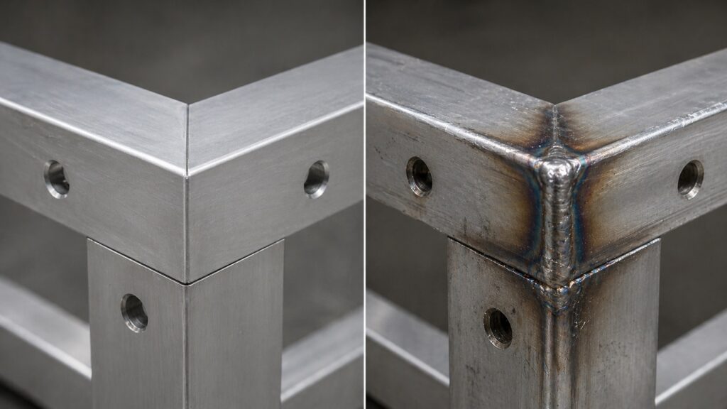 before and after welding aluminum showing heat affected zone difference