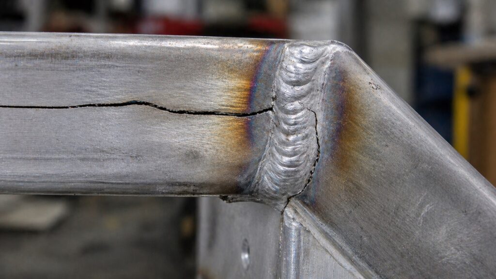cracked aluminum weld joint failure near heat affected zone