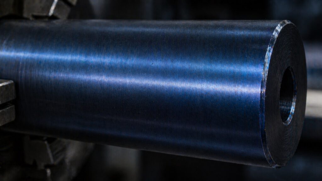 blued steel surface showing controlled oxidation blue finish