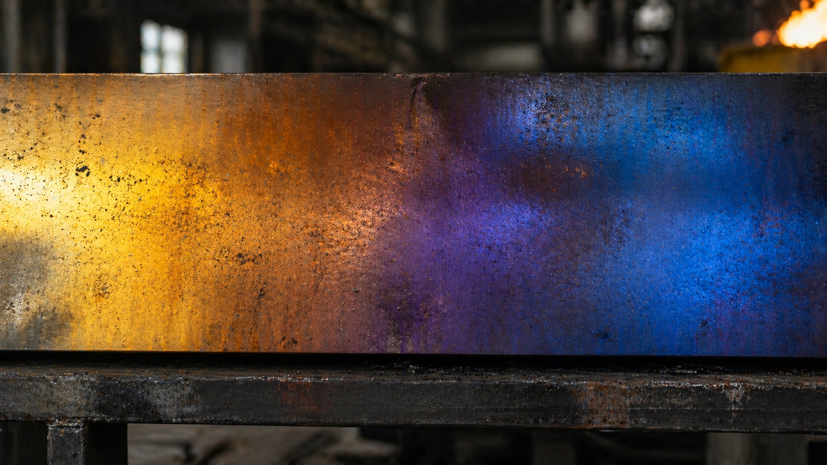 steel heat color chart showing blue color formation at high temperature