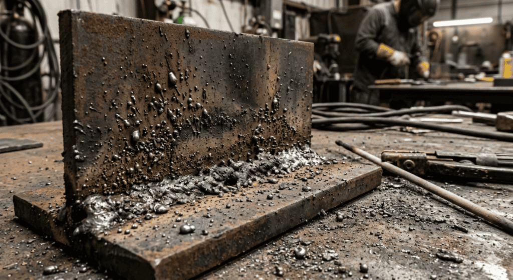 excessive welding spatter caused by incorrect settings example