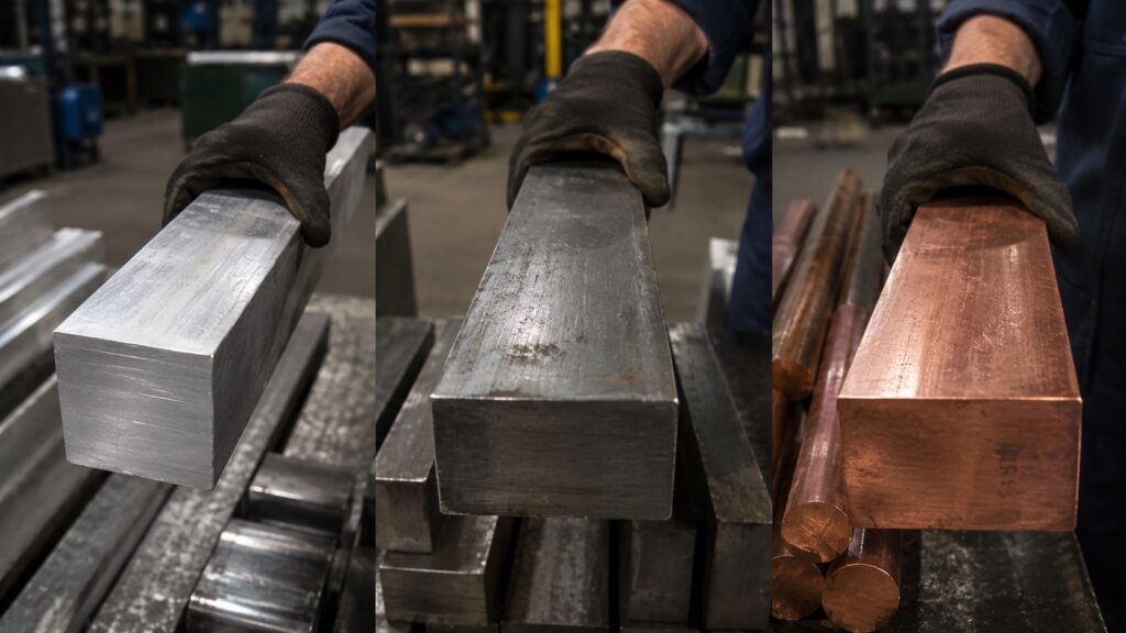 Comparison between aluminum steel and copper materials