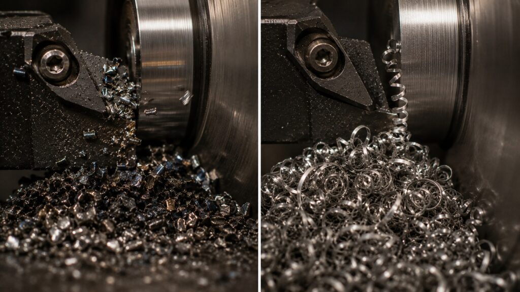 Comparison of chip formation between hardened and annealed steel during machining