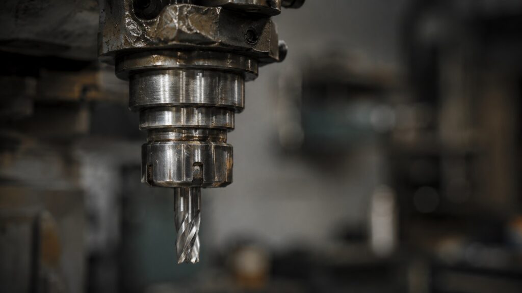 R8 collet and end mill in Bridgeport spindle