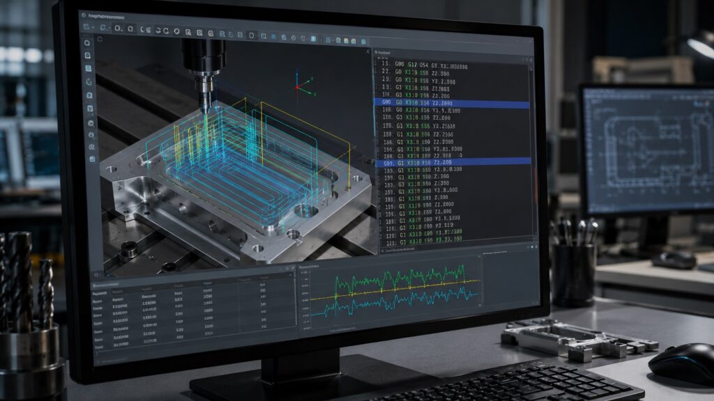 CAM software generating CNC toolpaths using G90 and G91 positioning modes