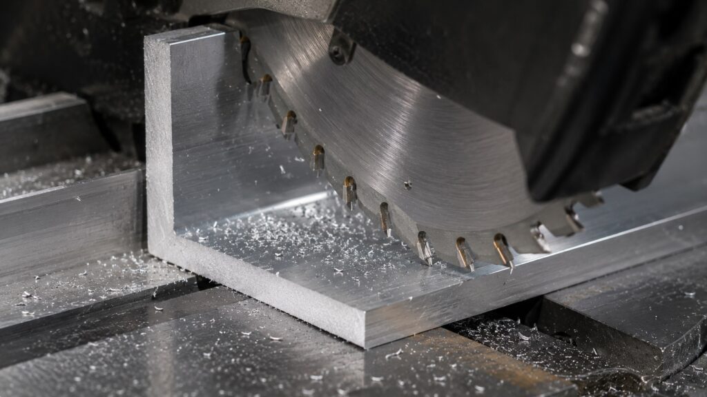 carbide tipped saw blade designed for cutting aluminum angle