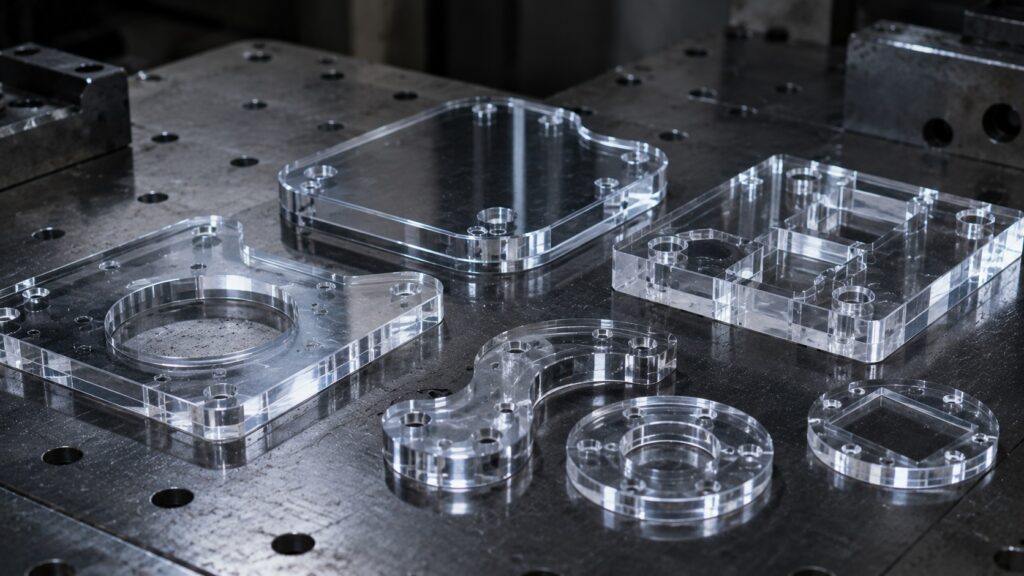 Professional acrylic machining result with clean polished edges