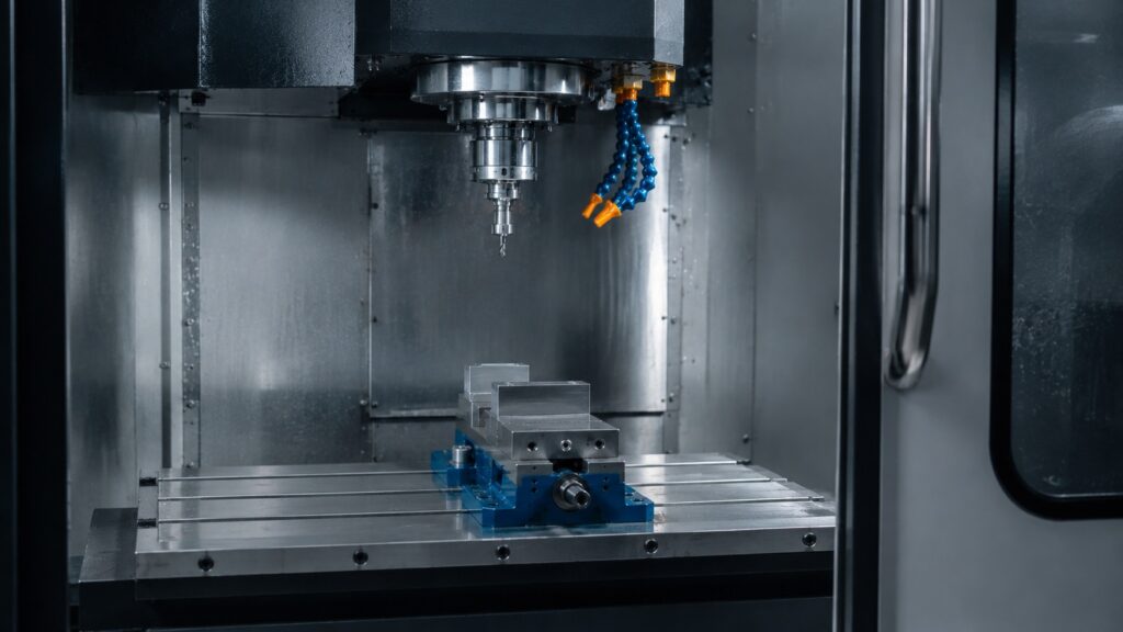 CNC machine performing dry-run verification before cutting