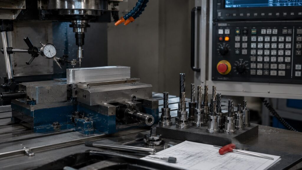CNC machine setup tools for zeroing and alignment