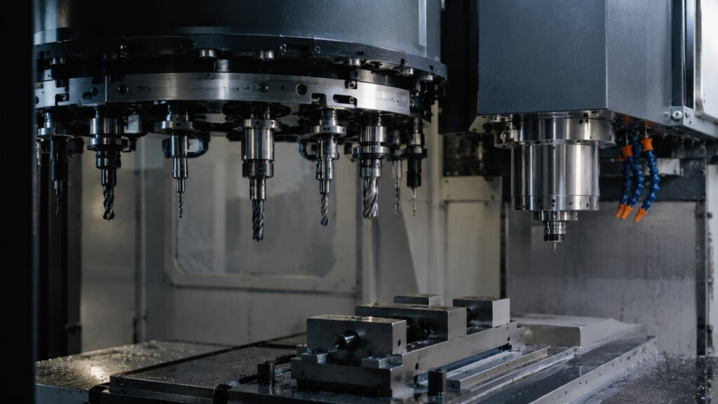 Automatic CNC tool change process controlled by M06 command