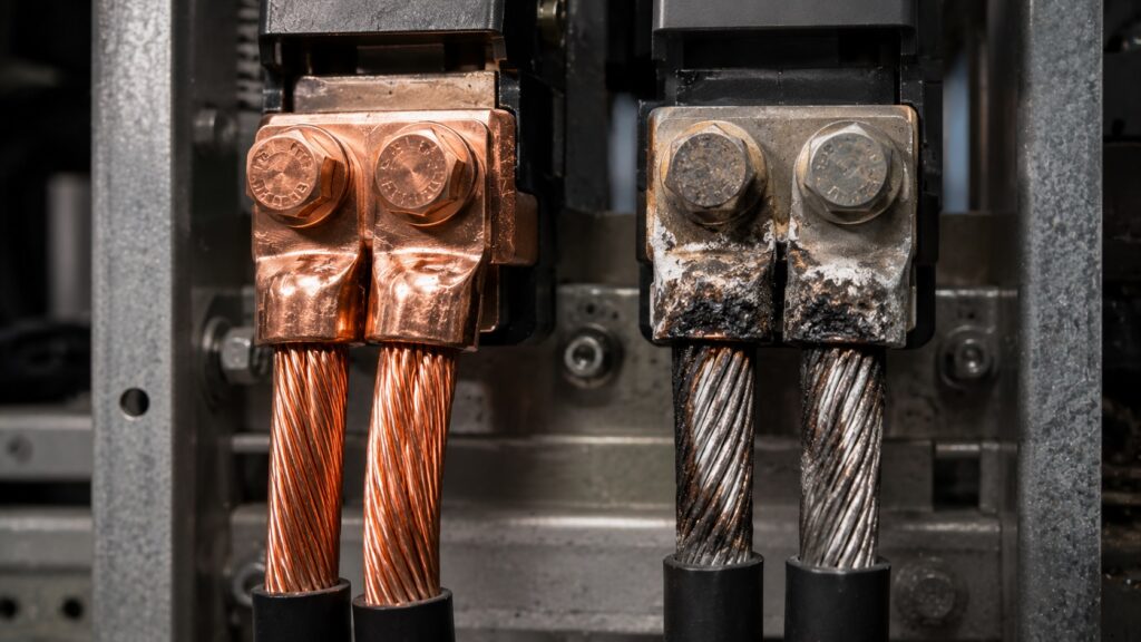 Comparison between copper and aluminum electrical wiring connections