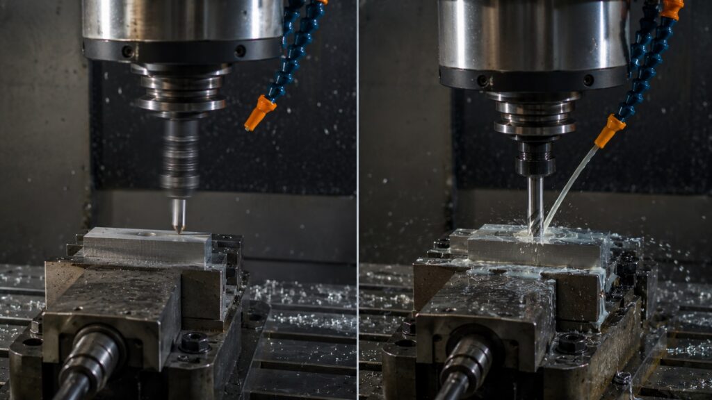Comparison between CNC rapid movement and controlled feed movement