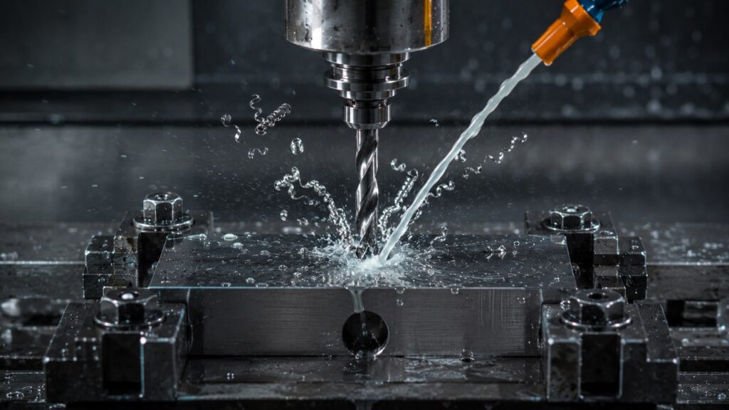 CNC G83 peck drilling cycle with chip evacuation