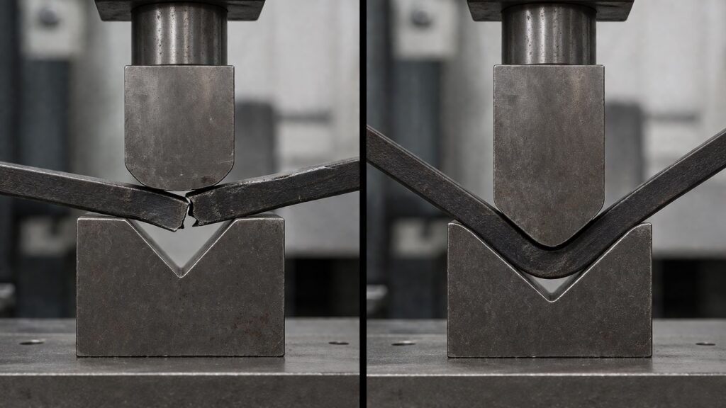 high carbon steel cracking versus low carbon steel bending comparison