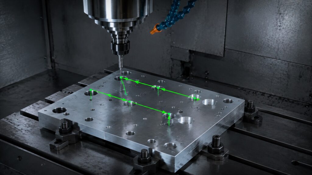 G91 incremental positioning showing relative movement between machined features