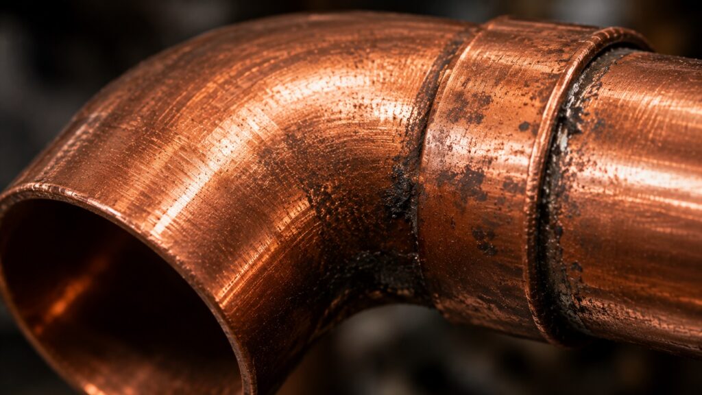 Macro detail of machined copper surface texture