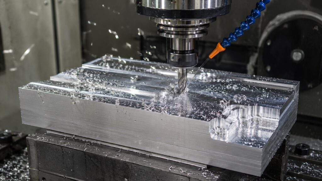 CNC machining process on 6061 aluminum with carbide tooling