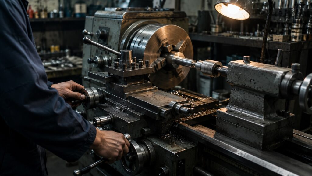 manual metal lathe operation for machining training and skill development