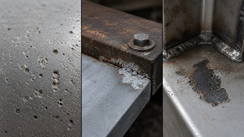 pitting and galvanic corrosion on nonferrous metals
