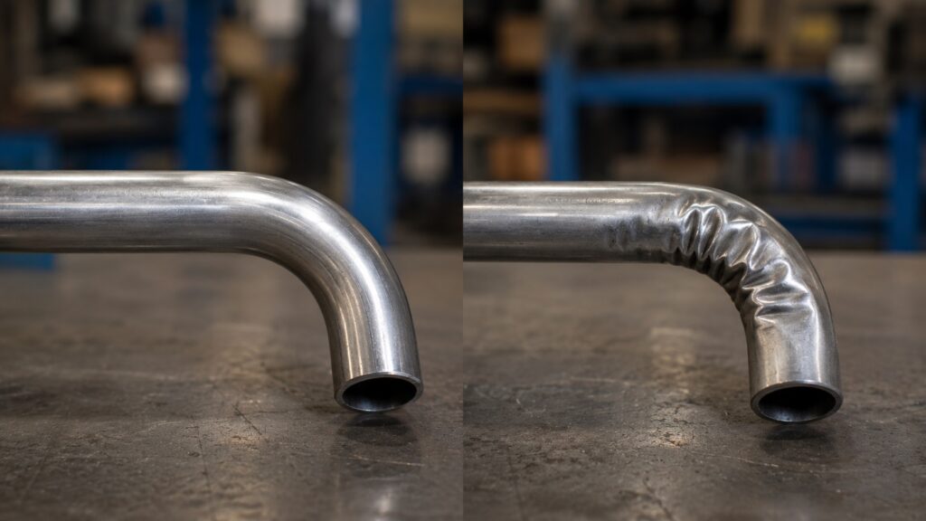 Comparison between clean and collapsed tube bends