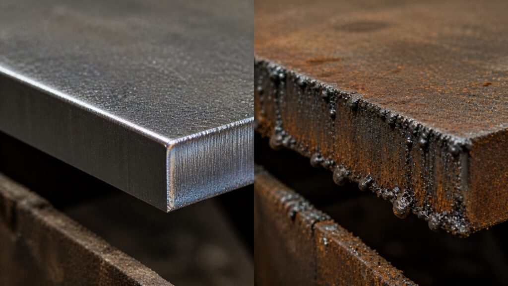 plasma vs flame cutting edge quality smooth vs rough kerf comparison