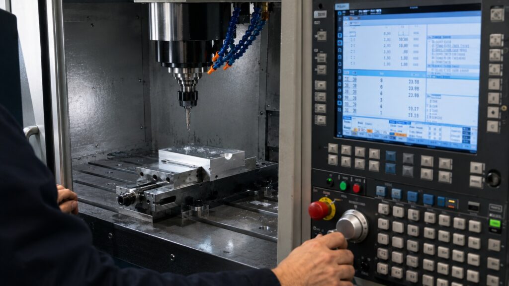 Safe CNC restart procedure checking work offsets and positioning modes