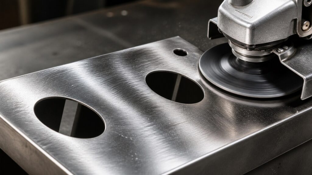 sanding bare steel surface to prepare for finishing and improve coating adhesion