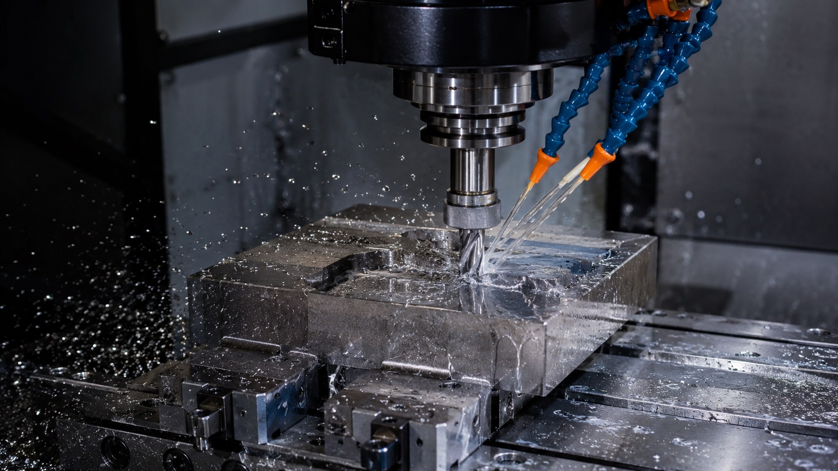 Trochoidal milling operation roughing hardened steel on a CNC machining center