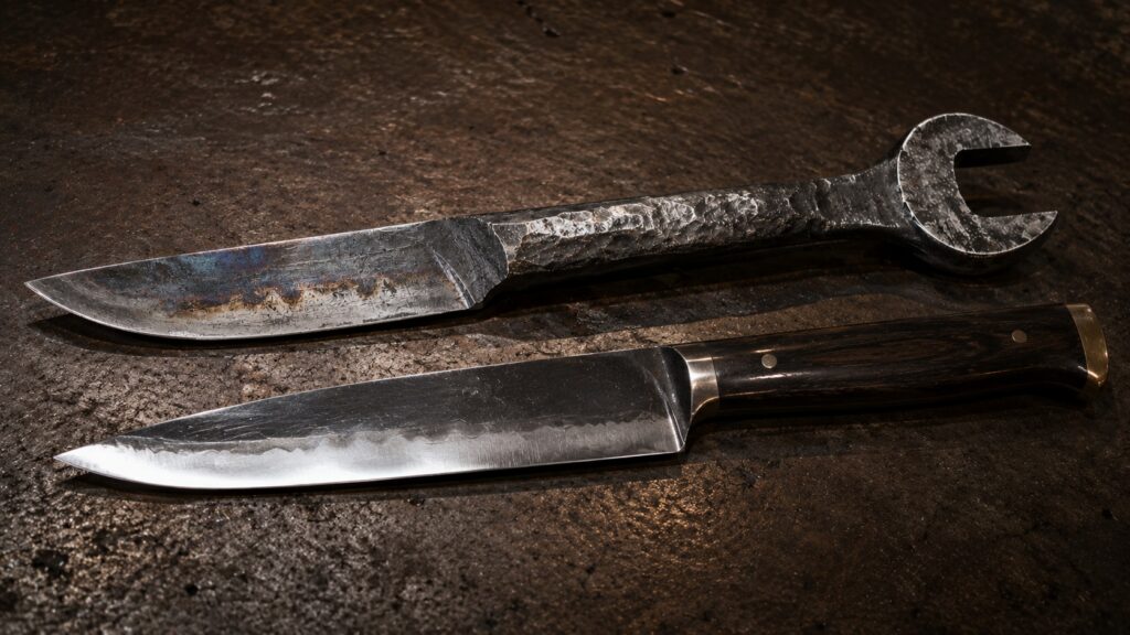 Comparison between wrench knife and high carbon steel knife