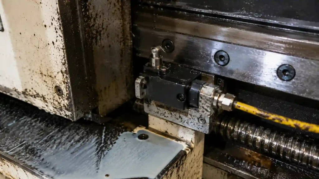 CNC machine limit switch located near axis travel limit