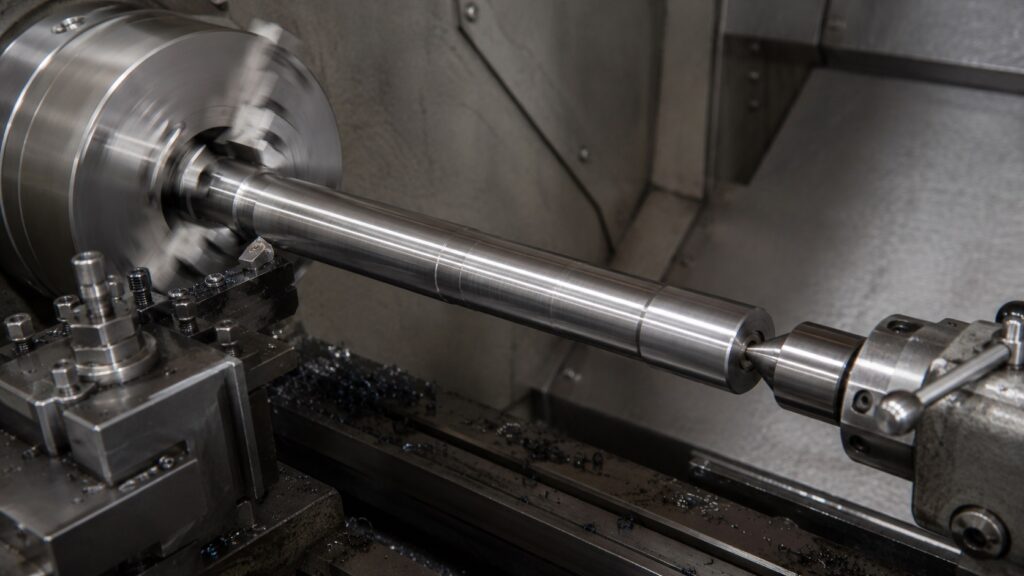 Long unsupported shaft causing chatter during CNC turning