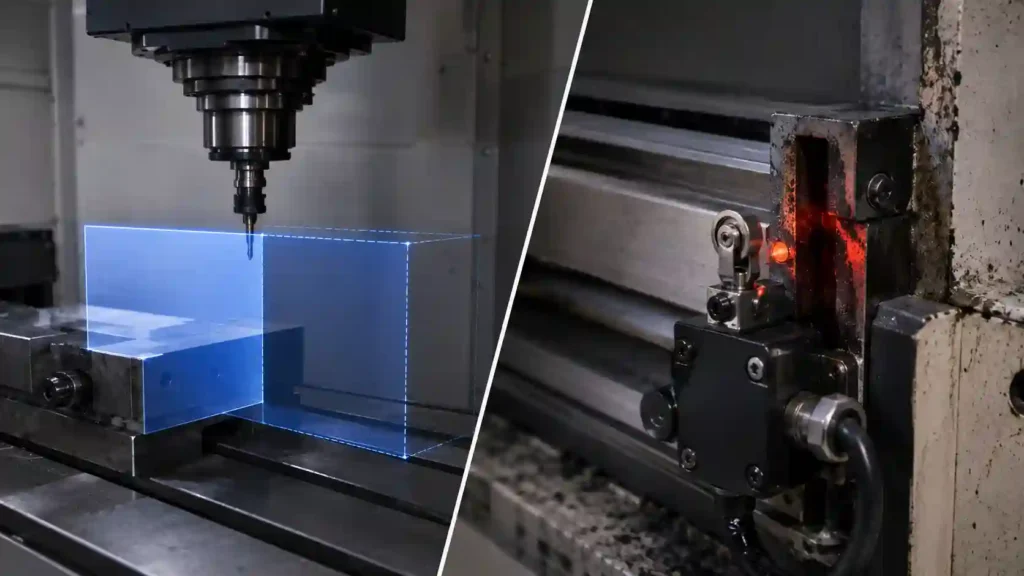 Comparison of soft overtravel and hard overtravel conditions on CNC machine axis